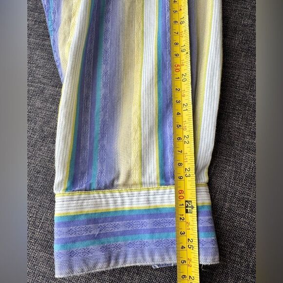 Robert Graham Shirt Mens Stripe Flip Cuff Button Up Floral Embroidered Sz XL - Picture 15 of 15